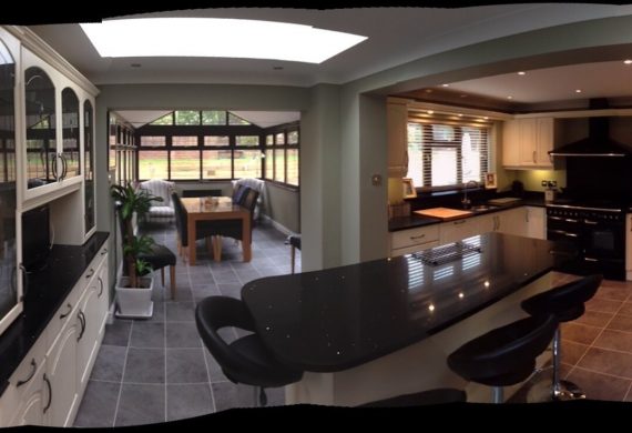 Panoramic view of a kitchen in Wolverhampton