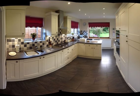 Panoramic view of new kitchen in Wolverhampton